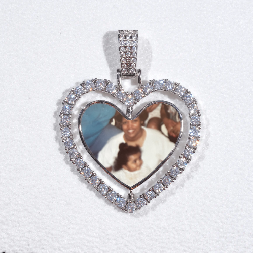 3D Spinning 2-Faced Heart Custom Picture Pendant