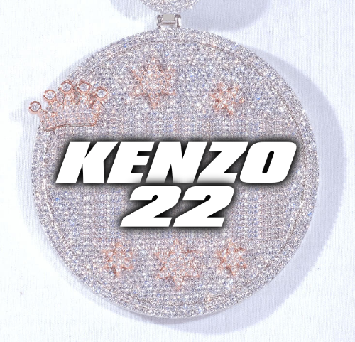 CUSTOM LETTER NECKLACE 3D BIG CROWN DISC