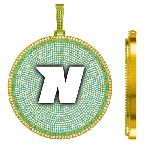 CUSTOM LETTER NECKLACE 3D BIG DISC