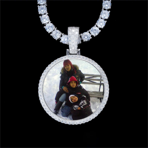 925S & VVS Moissanite 3D Circle Custom Picture Pendant