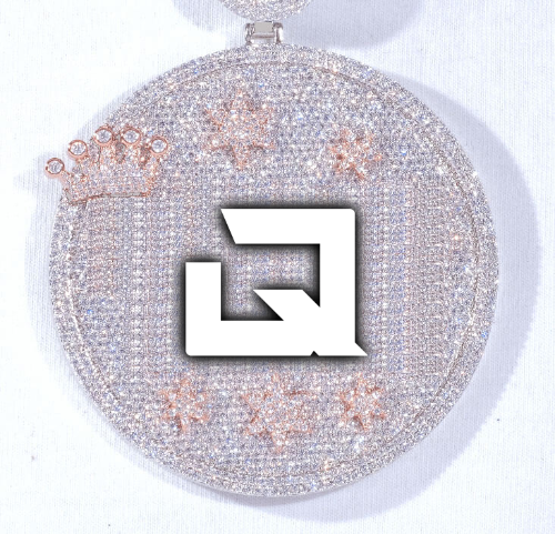CUSTOM LETTER NECKLACE 3D BIG CROWN DISC