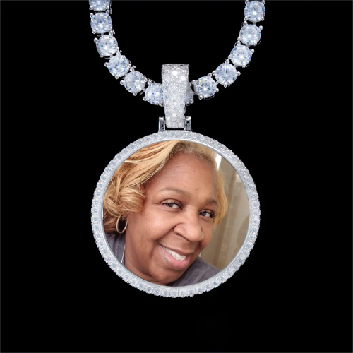 925S & VVS Moissanite 3D Circle Custom Picture Pendant