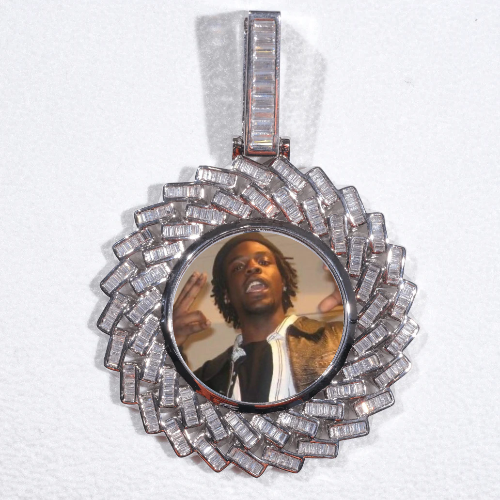 Large 3D Baguette Custom Picture Pendant