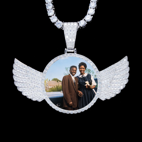925S & VVS Moissanite 3D Wing Custom Picture Pendant
