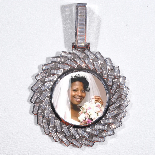 Large 3D Baguette Custom Picture Pendant