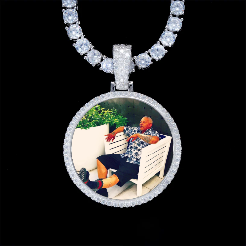 925S & VVS Moissanite 3D Circle Custom Picture Pendant