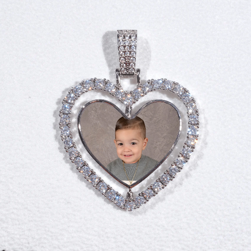 3D Spinning 2-Faced Heart Custom Picture Pendant