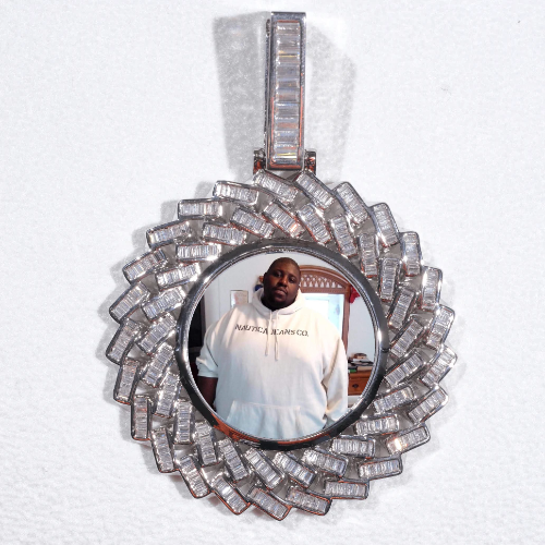 Large 3D Baguette Custom Picture Pendant