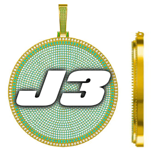 CUSTOM LETTER NECKLACE 3D BIG DISC