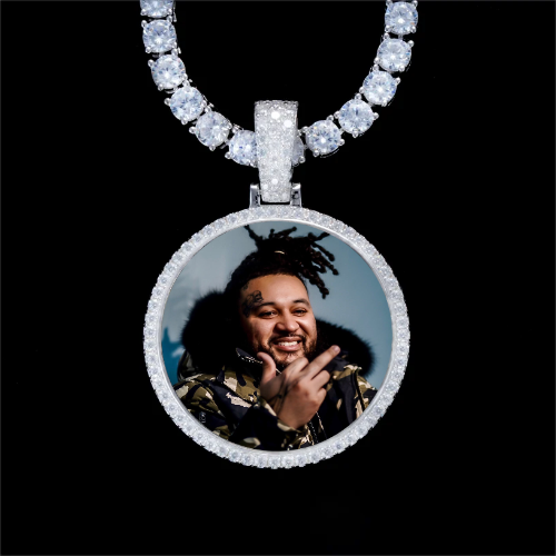 925S & VVS Moissanite 3D Circle Custom Picture Pendant