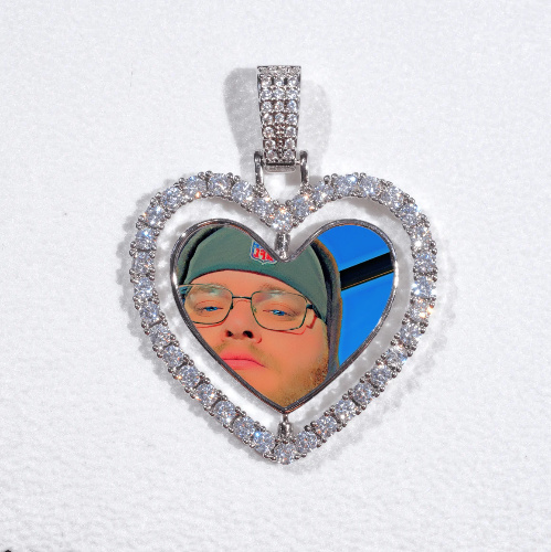 3D Spinning 2-Faced Heart Custom Picture Pendant