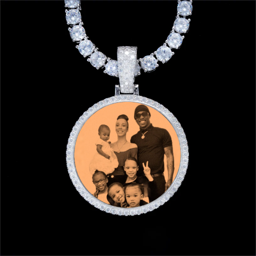 925S & VVS Moissanite 3D Circle Custom Picture Pendant