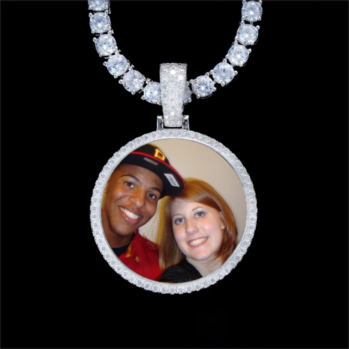 925S & VVS Moissanite 3D Circle Custom Picture Pendant