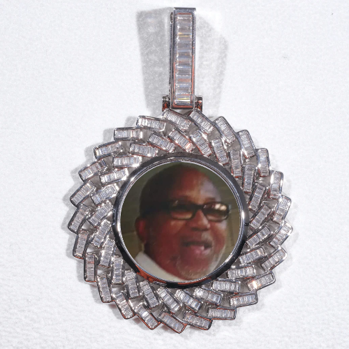Large 3D Baguette Custom Picture Pendant