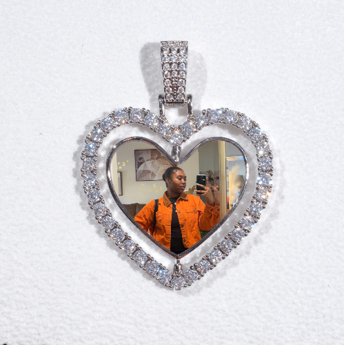 3D Spinning 2-Faced Heart Custom Picture Pendant