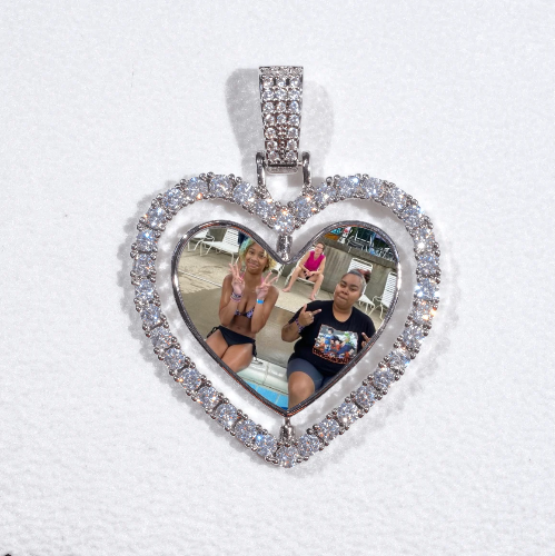 3D Spinning 2-Faced Heart Custom Picture Pendant