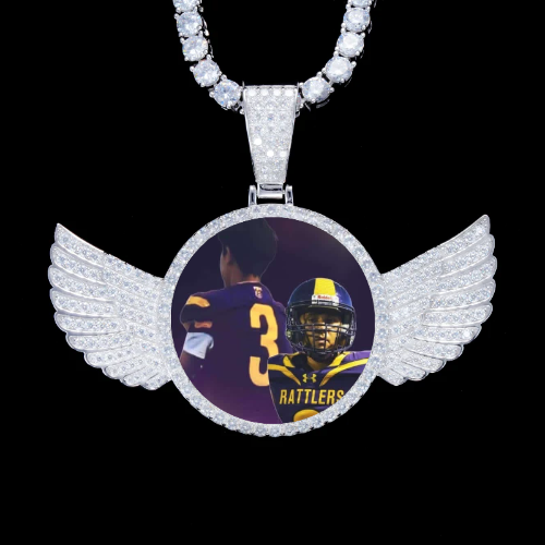 925S & VVS Moissanite 3D Wing Custom Picture Pendant