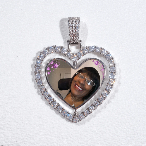 3D Spinning 2-Faced Heart Custom Picture Pendant