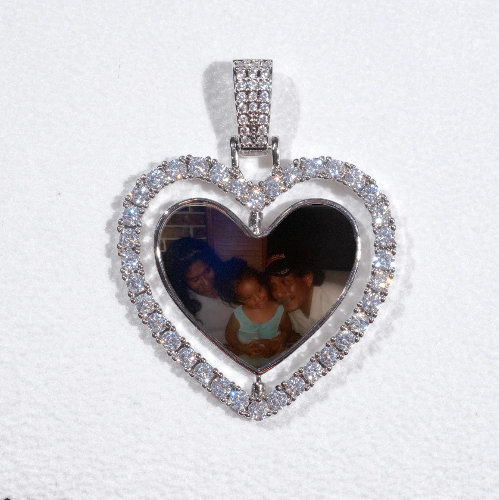 3D Spinning 2-Faced Heart Custom Picture Pendant