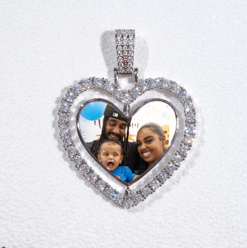 3D Spinning 2-Faced Heart Custom Picture Pendant