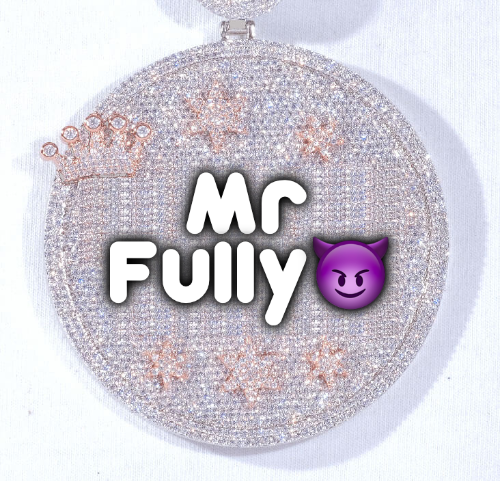CUSTOM LETTER NECKLACE 3D BIG CROWN DISC