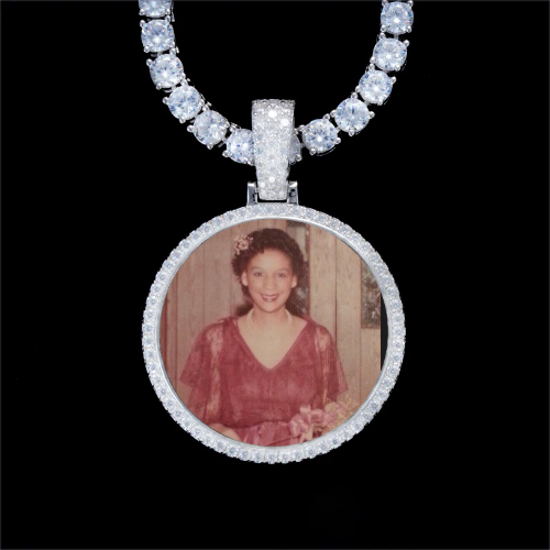 925S & VVS Moissanite 3D Circle Custom Picture Pendant