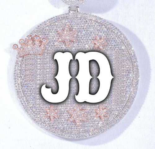 CUSTOM LETTER NECKLACE 3D BIG CROWN DISC