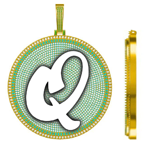 CUSTOM LETTER NECKLACE 3D BIG DISC