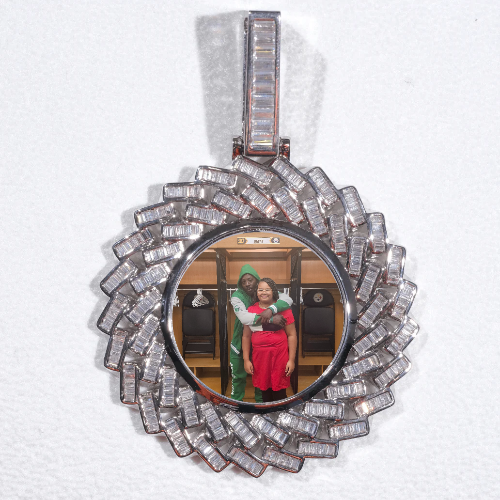 Large 3D Baguette Custom Picture Pendant