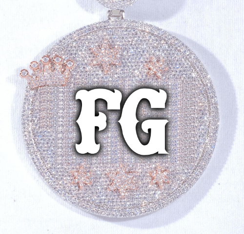 CUSTOM LETTER NECKLACE 3D BIG CROWN DISC