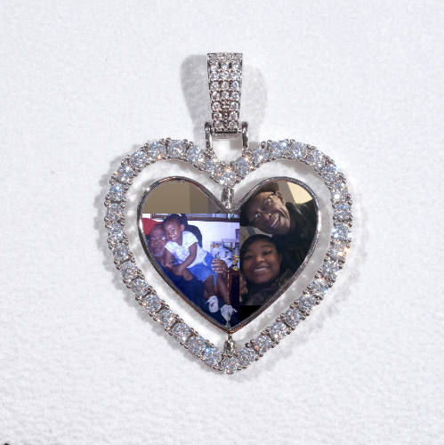 3D Spinning 2-Faced Heart Custom Picture Pendant