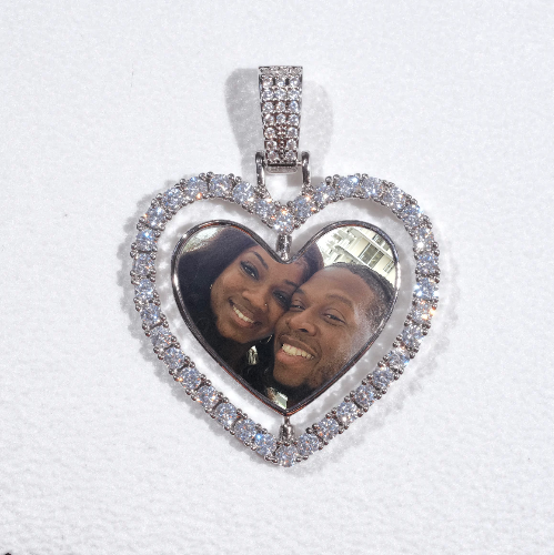 3D Spinning 2-Faced Heart Custom Picture Pendant