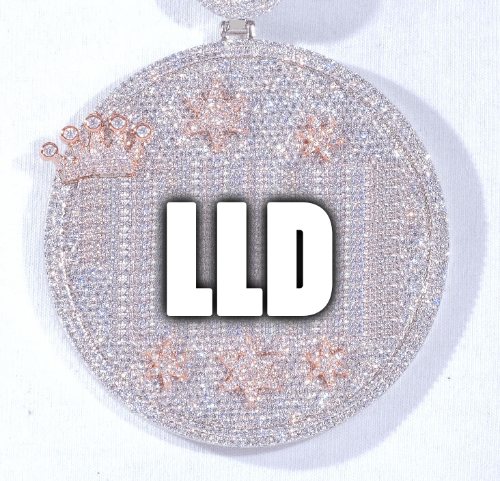 CUSTOM LETTER NECKLACE 3D BIG CROWN DISC