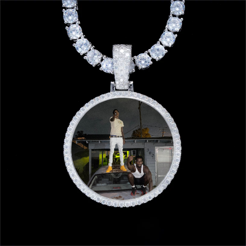 925S & VVS Moissanite 3D Circle Custom Picture Pendant