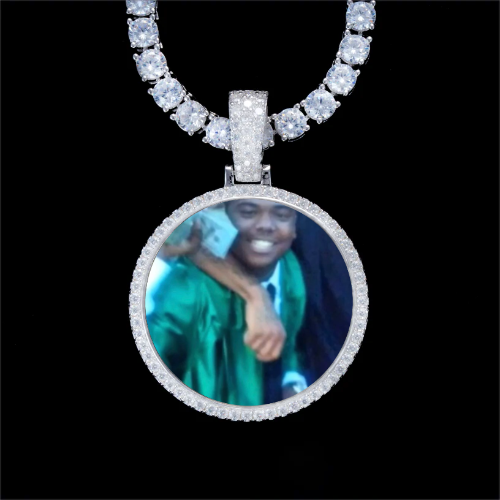 925S & VVS Moissanite 3D Circle Custom Picture Pendant