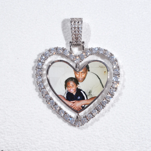3D Spinning 2-Faced Heart Custom Picture Pendant
