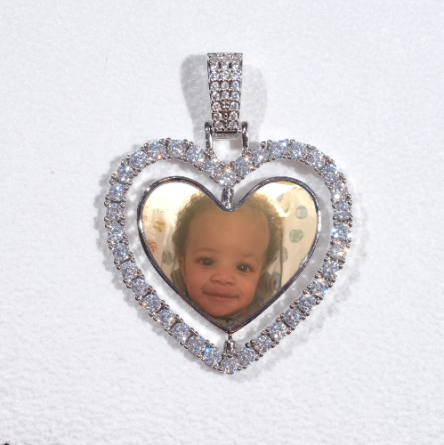 3D Spinning 2-Faced Heart Custom Picture Pendant