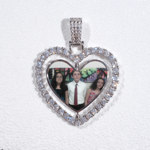 3D Spinning 2-Faced Heart Custom Picture Pendant