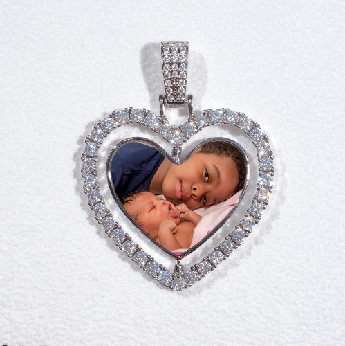 3D Spinning 2-Faced Heart Custom Picture Pendant