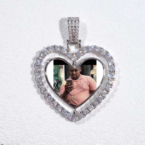 3D Spinning 2-Faced Heart Custom Picture Pendant
