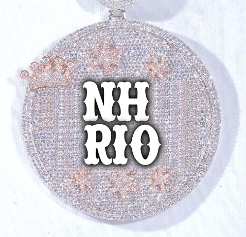 CUSTOM LETTER NECKLACE 3D BIG CROWN DISC