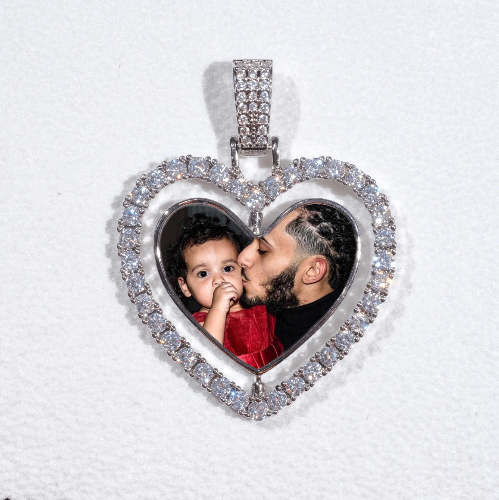 3D Spinning 2-Faced Heart Custom Picture Pendant