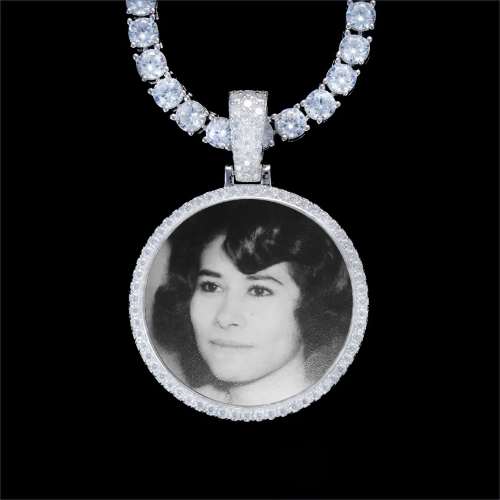 925S & VVS Moissanite 3D Circle Custom Picture Pendant