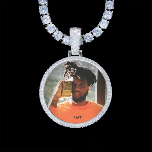 925S & VVS Moissanite 3D Circle Custom Picture Pendant