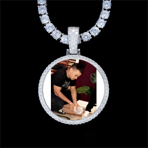 925S & VVS Moissanite 3D Circle Custom Picture Pendant