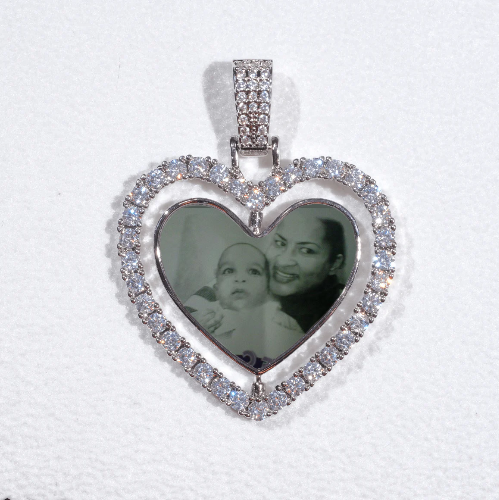 3D Spinning 2-Faced Heart Custom Picture Pendant