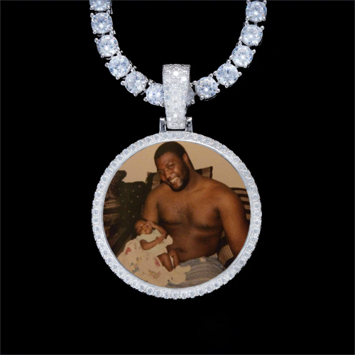 925S & VVS Moissanite 3D Circle Custom Picture Pendant