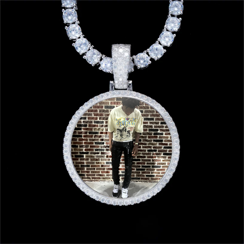925S & VVS Moissanite 3D Circle Custom Picture Pendant