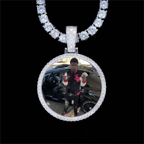 925S & VVS Moissanite 3D Circle Custom Picture Pendant