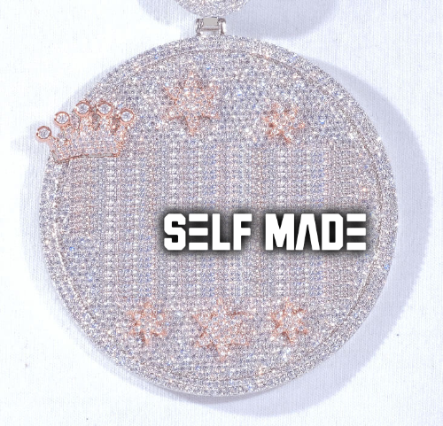 CUSTOM LETTER NECKLACE 3D BIG CROWN DISC